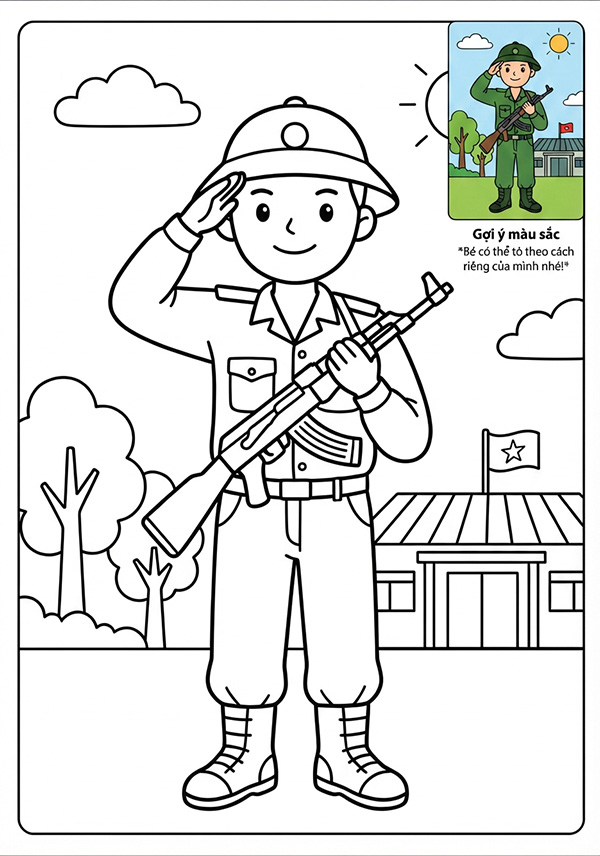 tranh tô màu nghề bộ đội