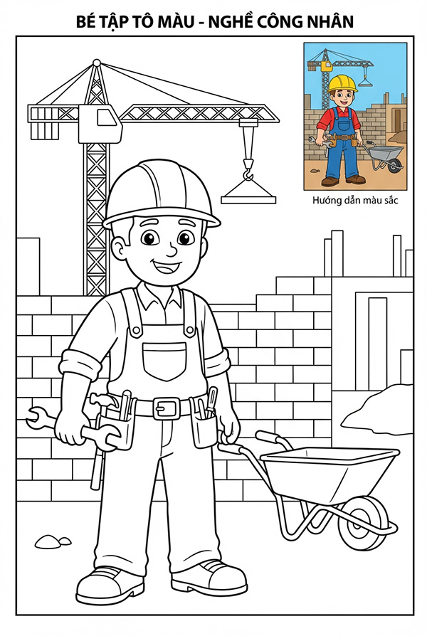 tranh tô màu nghề công nhân