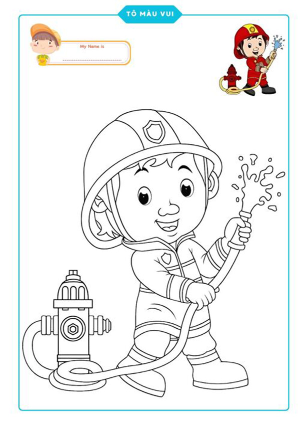 tranh tô màu nghề lính cứu hoả
