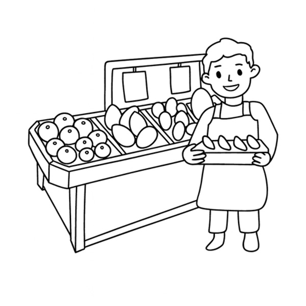 tranh tô màu nghề thợ làm bánh