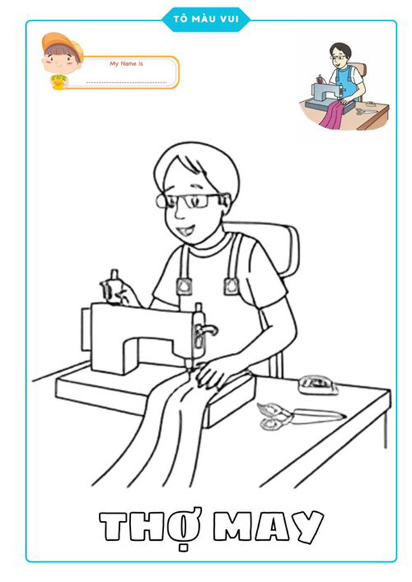 tranh tô màu nghề thợ may