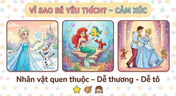 vì sao bé yêu thích tranh tô màu công chúa disney